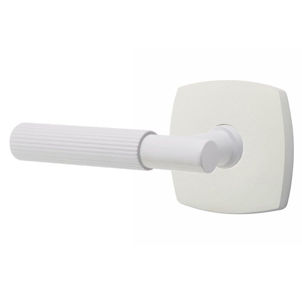 Passage Straight Knurled Left Handed Lever With T-Bar Stem And Concealed Screw Urban Modern Rose In Matte White
