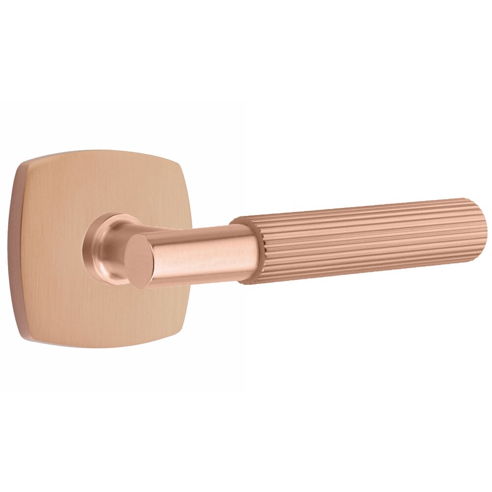 Passage Straight Knurled Right Handed Lever With T-Bar Stem And Urban Modern Rose In Satin Rose Gold