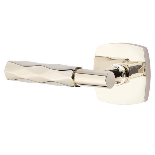 Passage Tribeca Left Handed Lever with T-Bar Stem and Urban Modern Rose in Polished Nickel