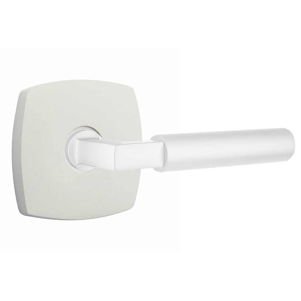 Privacy Smooth Right Handed Lever with L-Square Stem and Urban Modern Rose in Matte White