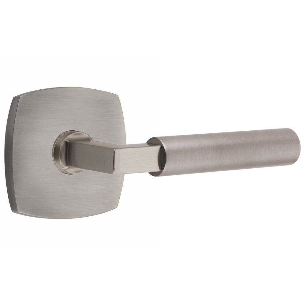 Privacy Smooth Right Handed Lever with L-Square Stem and Urban Modern Rose in Pewter