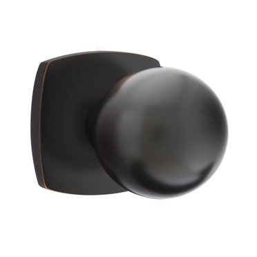 Privacy Orb Knob And Urban Modern Rose With Concealed Screws in Oil Rubbed Bronze