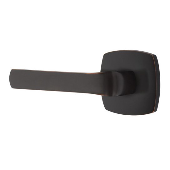 Privacy Spencer Left Handed Lever with Urban Modern Rose and Concealed Screws in Oil Rubbed Bronze