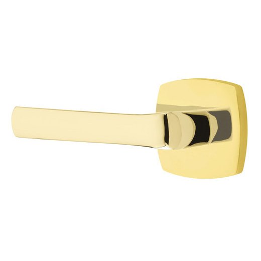 Privacy Spencer Left Handed Lever with Urban Modern Rose and Concealed Screws in Unlacquered Brass