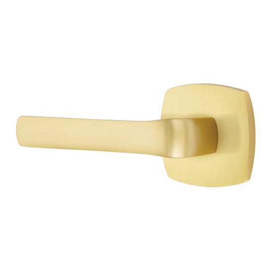 Privacy Spencer Left Handed Lever with Urban Modern Rose and Concealed Screws in Satin Brass