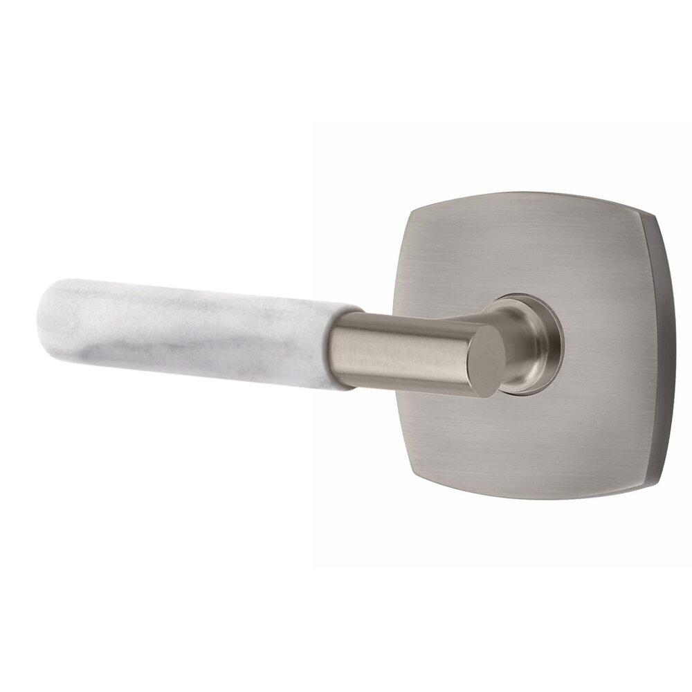 Privacy White Marble Left Handed Lever With T-Bar Stem And Concealed Screw Urban Modern Rose In Pewter
