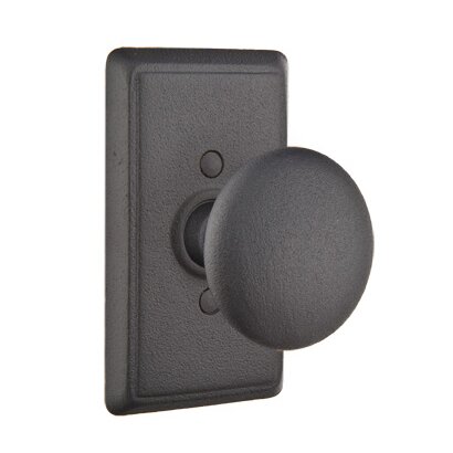 Double Dummy Jamestown Knob With #3 Rose in Flat Black Steel