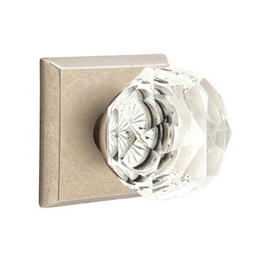 Single Dummy Diamond Door Knob with #6 Rose in Tumbled White Bronze