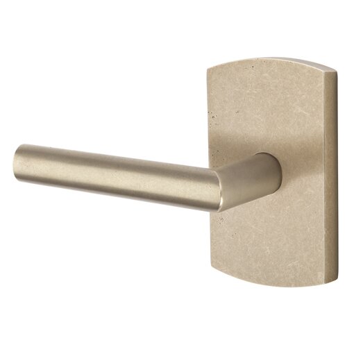 Passage Mariposa Left Handed Lever with #4 Rose and Concealed Screws in Tumbled White Bronze