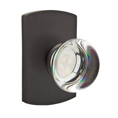 Providence Passage Door Knob and #4 Rose with Concealed Screws in Flat Black Bronze