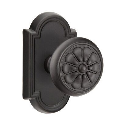 Passage Petal Knob and #11 Rose with Concealed Screws in Flat Black Bronze