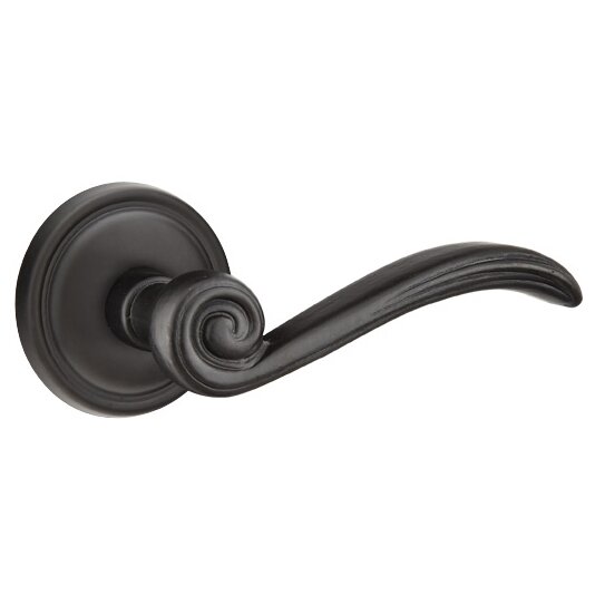 Passage Right Handed Medici Lever and #12 Rose with Concealed Screws in Flat Black Bronze