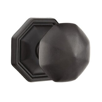 Passage Octagon Knob and #15 Rose with Concealed Screws in Flat Black Bronze