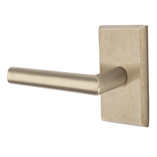Passage Mariposa Left Handed Lever with #3 Rose and Concealed Screws in Tumbled White Bronze