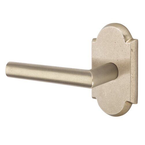 Passage Mariposa Left Handed Lever with #1 Rose and Concealed Screws in Tumbled White Bronze