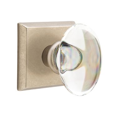 Hampton Passage Door Knob with #6 Rose and Concealed Screws in Tumbled White Bronze