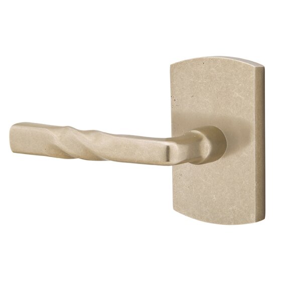 Privacy Left Handed Montrose Lever With #4 Rose in Tumbled White Bronze