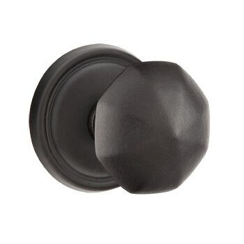 Privacy Octagon Knob and #12 Rose with Concealed Screws in Flat Black Bronze