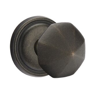 Privacy Octagon Knob and #12 Rose with Concealed Screws in Medium Bronze
