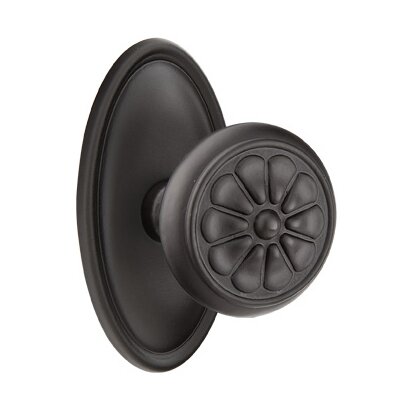 Privacy Petal Knob With #14 Rose in Flat Black Bronze
