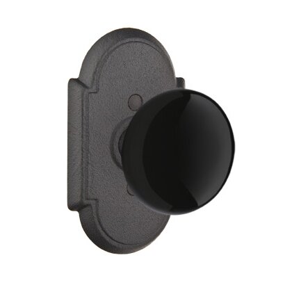 Privacy Madison Black Knob With #1 Rose in Flat Black Steel