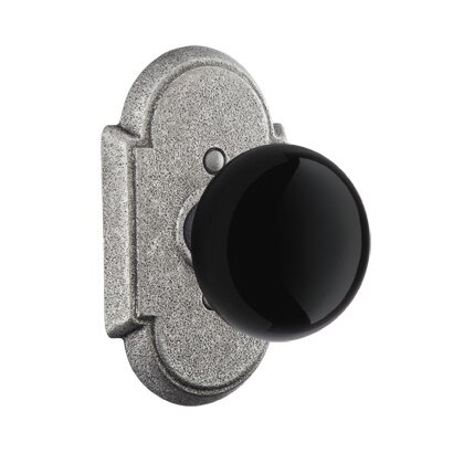 Privacy Madison Black Knob With #1 Rose in Satin Steel