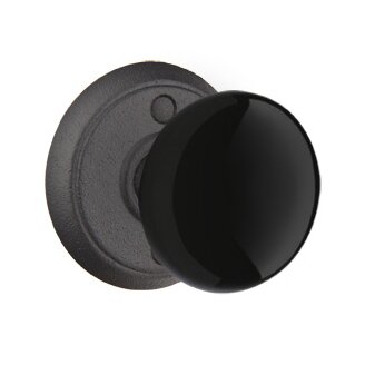 Privacy Madison Black Knob With #2 Rose in Flat Black Steel