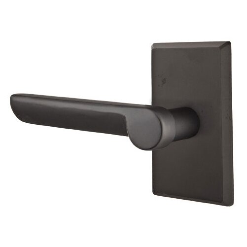Privacy Left Handed Aurora Lever And #3 Rose with Concealed Screws in Flat Black Bronze