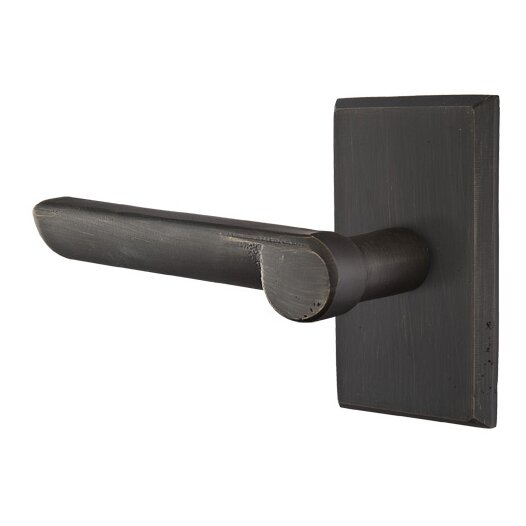Privacy Left Handed Aurora Lever With #3 Rose in Medium Bronze