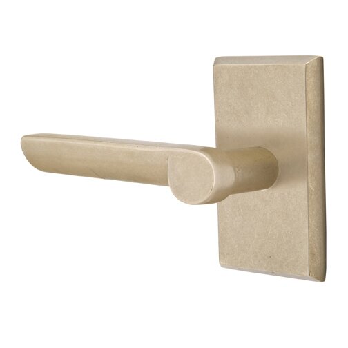 Privacy Left Handed Aurora Lever And #3 Rose with Concealed Screws in Tumbled White Bronze
