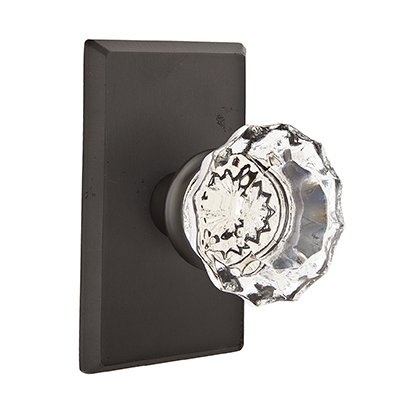 Astoria Privacy Door Knob and #3 Rose with Concealed Screws in Flat Black Bronze