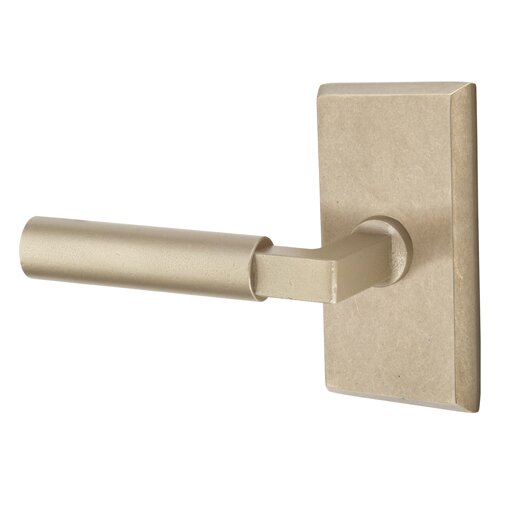Privacy Bryce Left Handed Lever with #3 Rose in Tumbled White Bronze