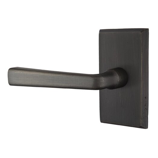 Privacy Left Handed Cimarron Lever With #3 Rose in Medium Bronze