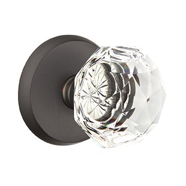 Diamond Privacy Door Knob and #2 Rose with Concealed Screws in Flat Black Bronze