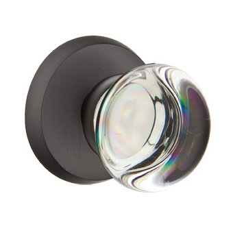 Providence Privacy Door Knob with #2 Rose in Flat Black Bronze