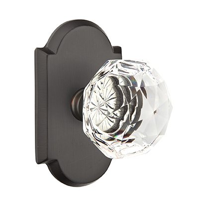 Diamond Privacy Door Knob and #1 Rose with Concealed Screws in Flat Black Bronze