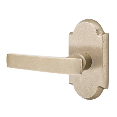 Privacy Left Handed Yuma Lever And #1 Rose with Concealed Screws in Tumbled White Bronze