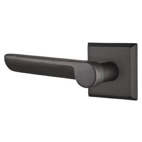 Privacy Left Handed Aurora Lever And #6 Rose with Concealed Screws in Flat Black Bronze