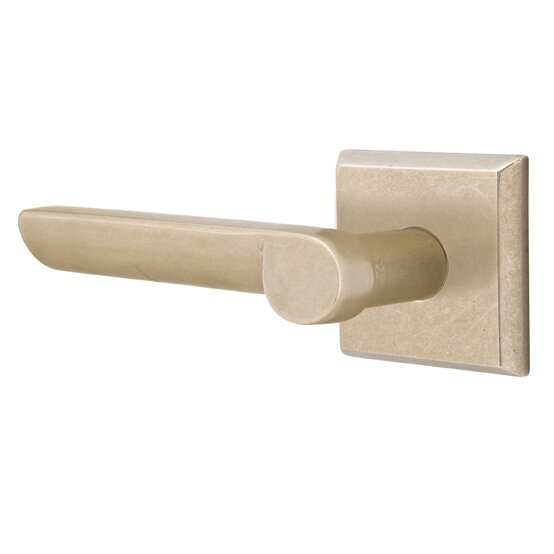 Privacy Left Handed Aurora Lever And #6 Rose with Concealed Screws in Tumbled White Bronze