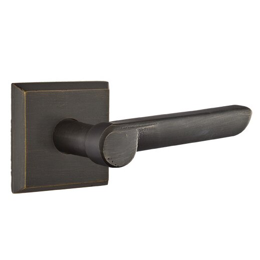 Privacy Right Handed Aurora Lever With #6 Rose in Medium Bronze