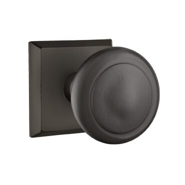 Privacy Butte Knob And #6 Rose with Concealed Screws in Flat Black Bronze