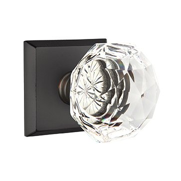 Diamond Privacy Door Knob and #6 Rose with Concealed Screws in Flat Black Bronze