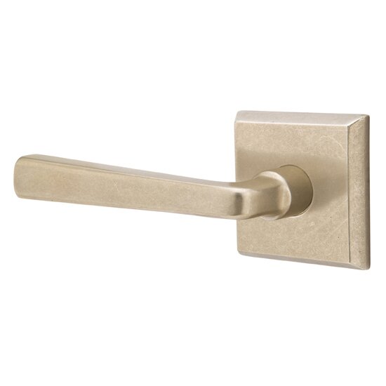 Privacy Left Handed Cimarron Lever And #6 Rose with Concealed Screws in Tumbled White Bronze