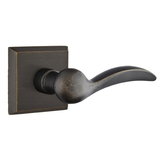 Privacy Right Handed Durango Lever And #6 Rose with Concealed Screws in Medium Bronze