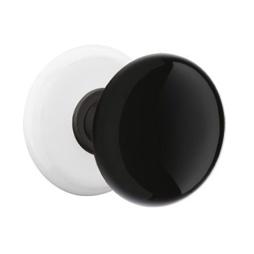 Double Dummy Ebony Porcelain Knob With Porcelain Rosette in Oil Rubbed Bronze Center Ring