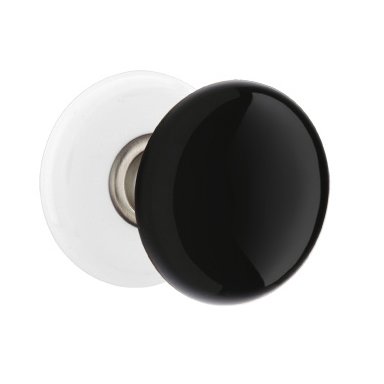 Privacy Ebony Porcelain Knob With Porcelain Rosette in Pewter Center Ring