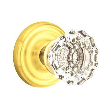 Single Dummy Astoria Door Knob with Regular Rose in Unlacquered Brass