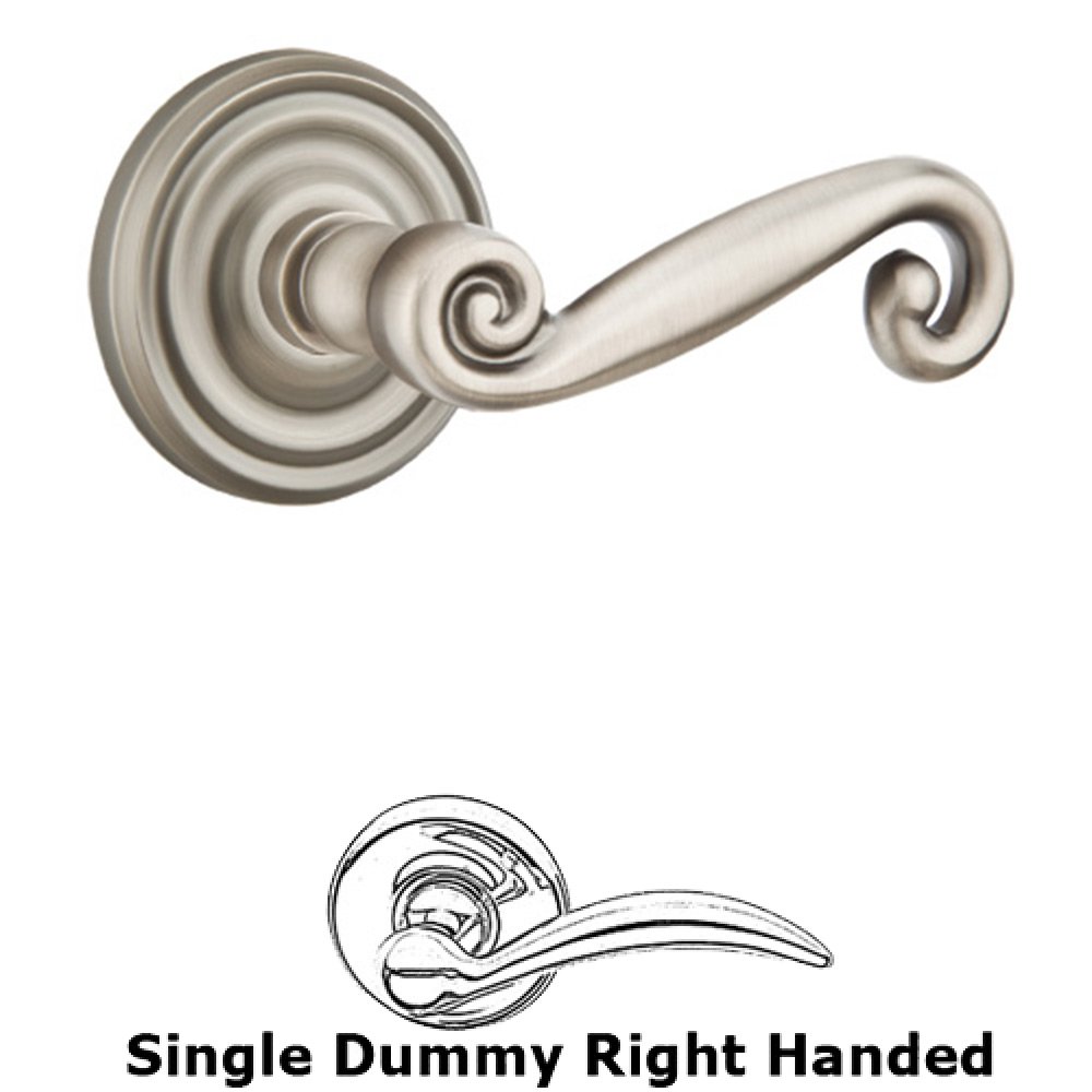 Single Dummy Right Handed Rustic Door Lever With Regular Rose in Pewter