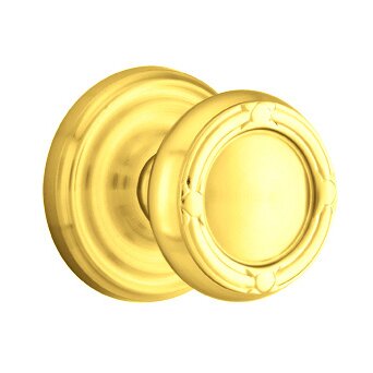 Single Dummy Ribbon & Reed Knob With Regular Rose in Polished Brass