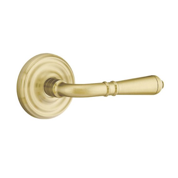 Single Dummy Right Handed Turino Door Lever With Regular Rose in Satin Brass